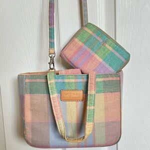 Ralph Lauren Vintage Pastel Plaid Women's Mini Bag Set - with matching wallet